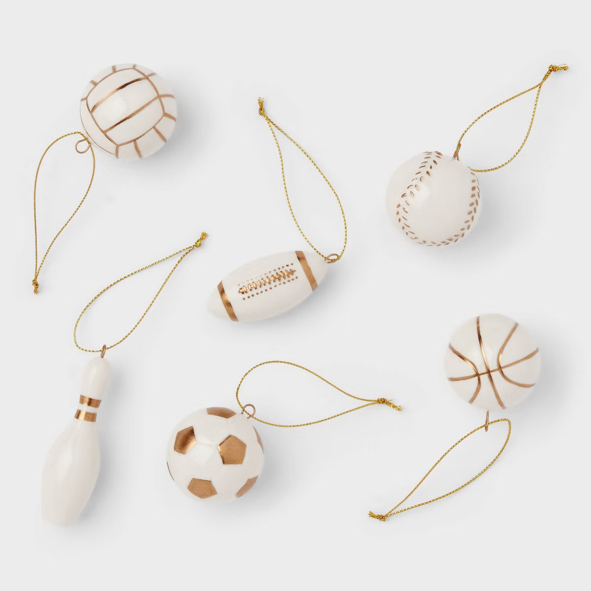6pc Ceramic Sports Christmas Tree Ornament Set White - Wondershop™: Indoor Holiday Decor, No Ch... | Target