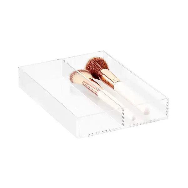 Luxe Acrylic Long 2-Section Divided Drawer Insert | The Container Store