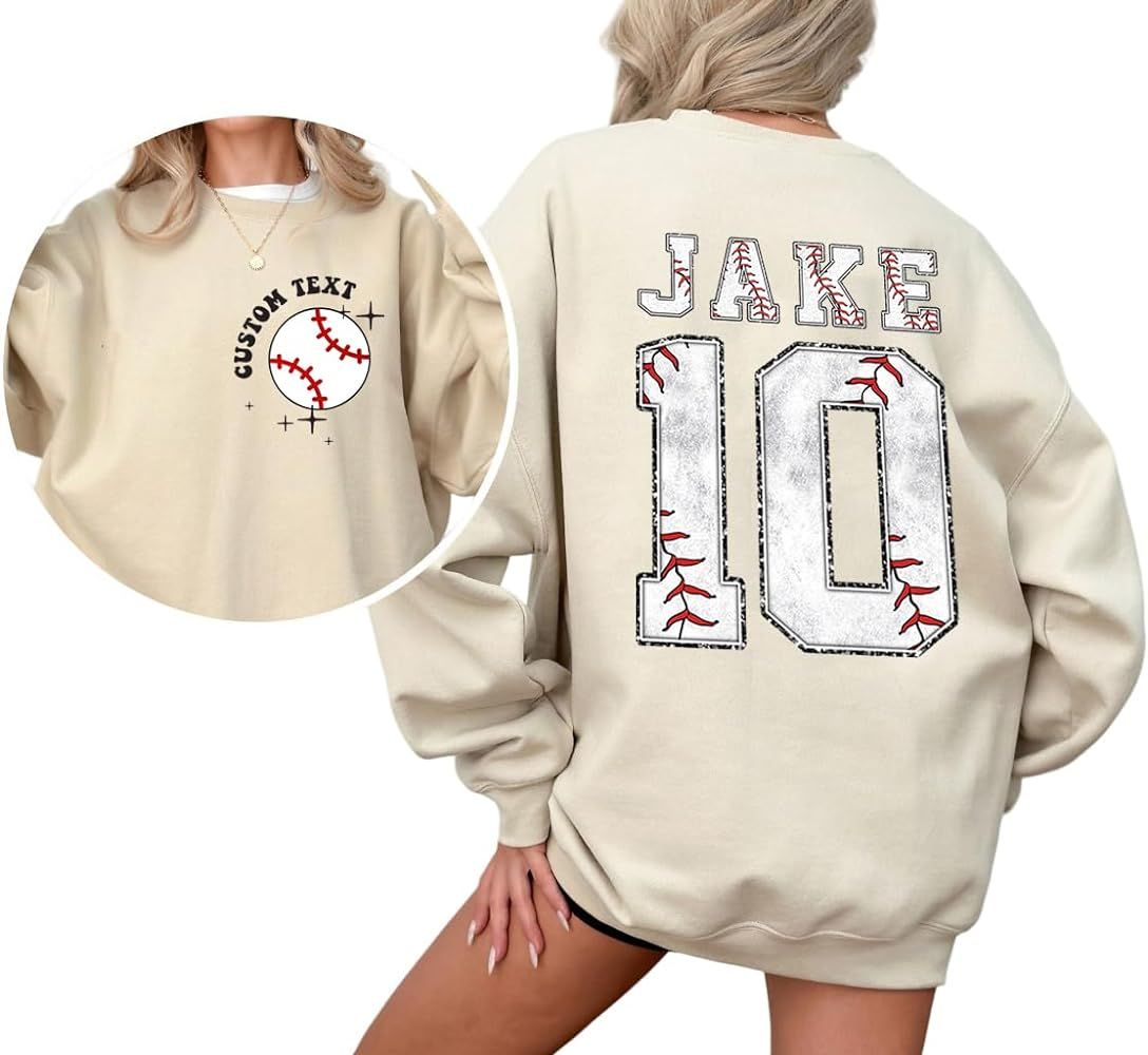 IZI POD Personalized Baseball Sweatshirt, Baseball Sweatshirt Women, Baseball Mom tshirt, Customi... | Amazon (US)