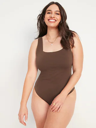 Fitted Sleeveless Square-Neck Bodysuit for Women | Old Navy (US)