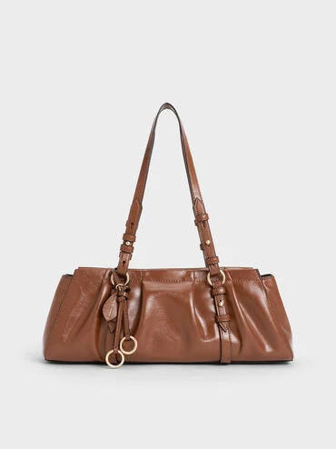 Britton Elongated Shoulder Bag
    
         - Chocolate | Charles & Keith US