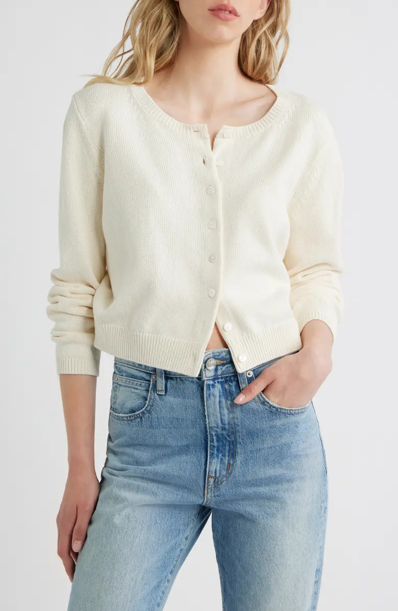 Clara Cotton Crewneck Cardigan | Nordstrom