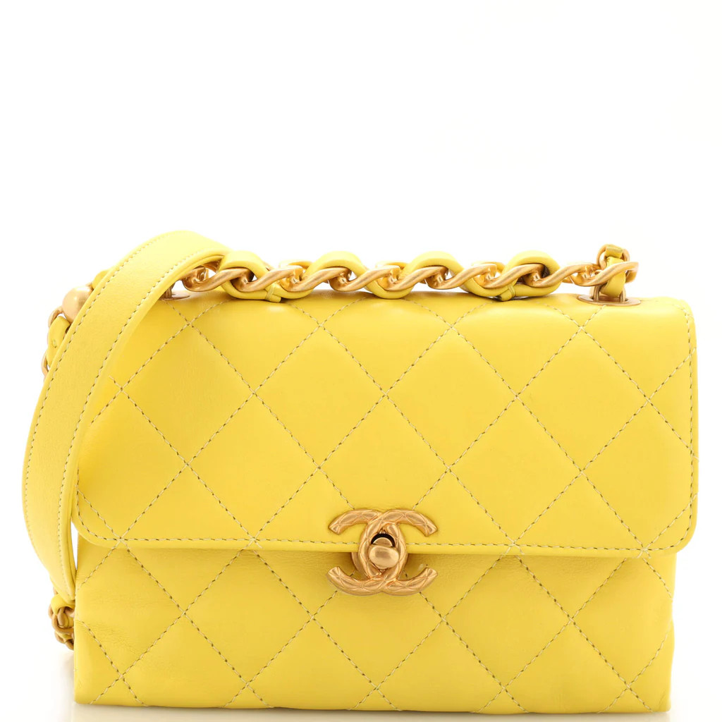 Chain Bar Top Handle Flap Bag Quilted Calfskin Mini | Rebag