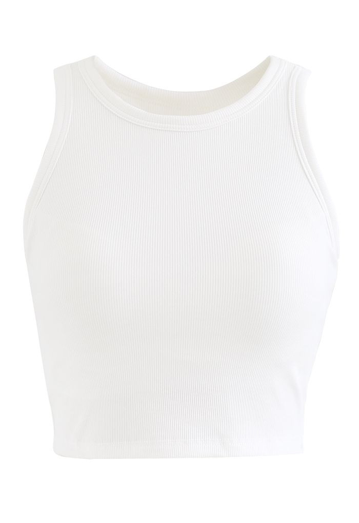 Solid Color Ribbed Tank Top in White | Chicwish