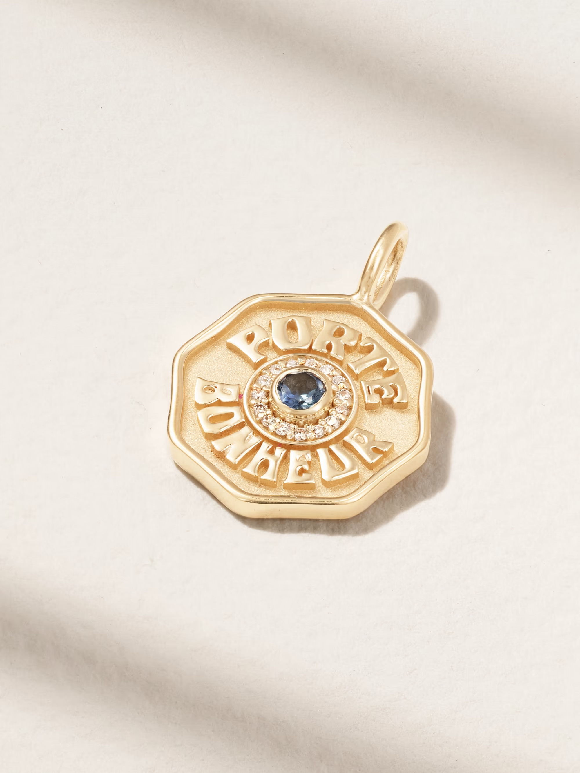 Porte Bonheur mini 14-karat gold, sapphire and diamond pendant | NET-A-PORTER APAC