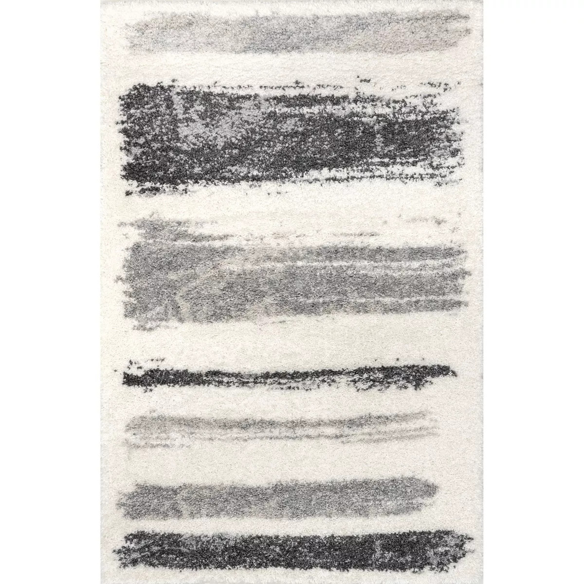 Nuloom Clementine Abstract Stripes Shag Indoor Area Rug 5x7 in Light Gray | Target