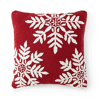 North Pole Trading Co. Snowflake Square Throw Pillow, Color: Red Snowflake - JCPenney | JCPenney