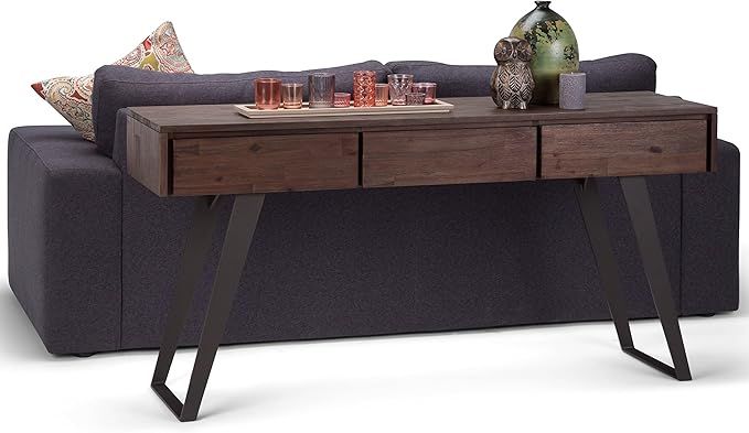 SIMPLIHOME Lowry SOLID WOOD and Metal 60 inch Wide Modern Industrial Console Sofa Entryway Table ... | Amazon (US)