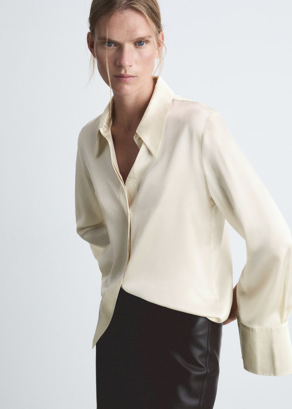 100% silk satin shirt | MANGO (UK)