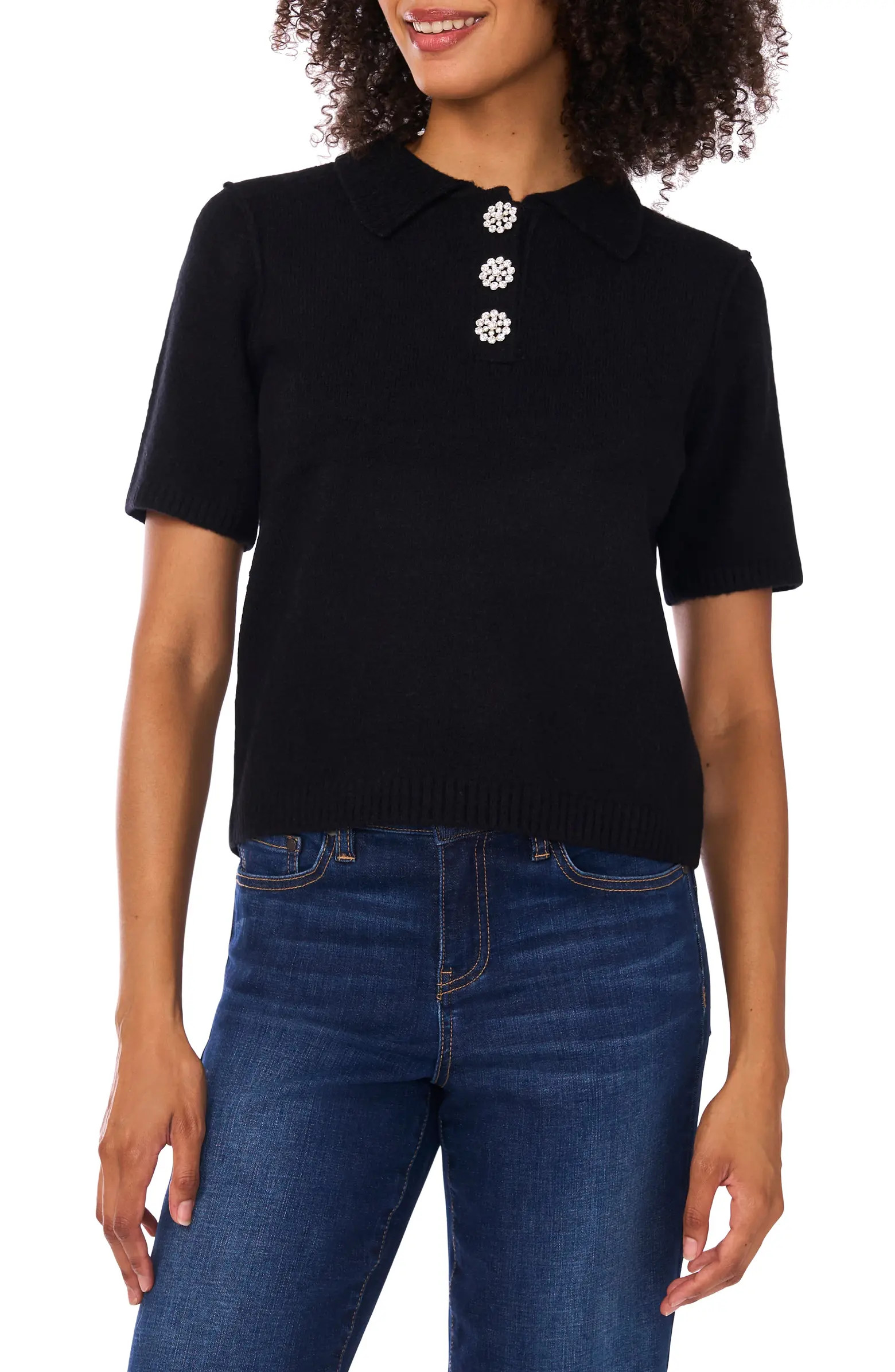CeCe Jewel Button Polo | Nordstromrack | Nordstrom Rack