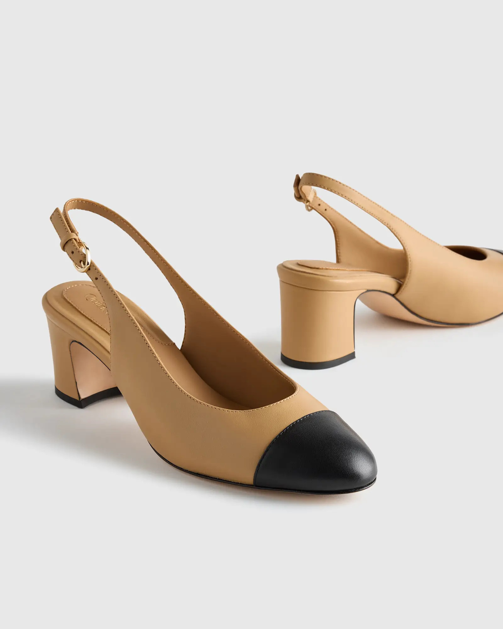 Italian Leather 65mm Cap Toe Slingback | Quince