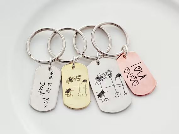 Personalized Father's Day - Custom Keychain, Personalized Keychain, Engraved Signature, Custom Ha... | Etsy (US)
