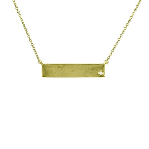 14k Gold Diamond Accent Horizontal Solitaire Bar Necklace | Bed Bath & Beyond
