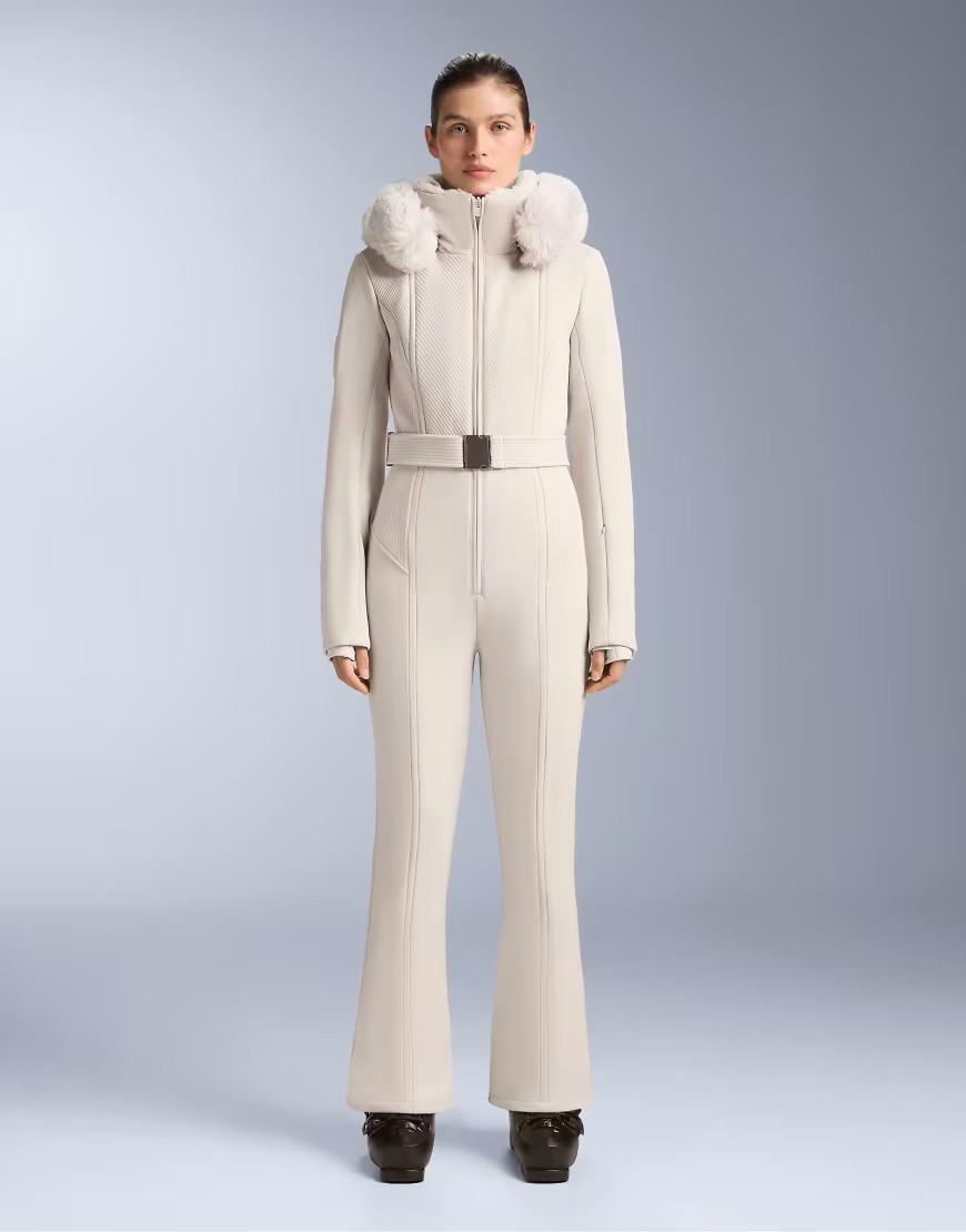 OYSHO Waterproof fitted stretch ski jumpsuit in sand-Pink | ASOS (Global)