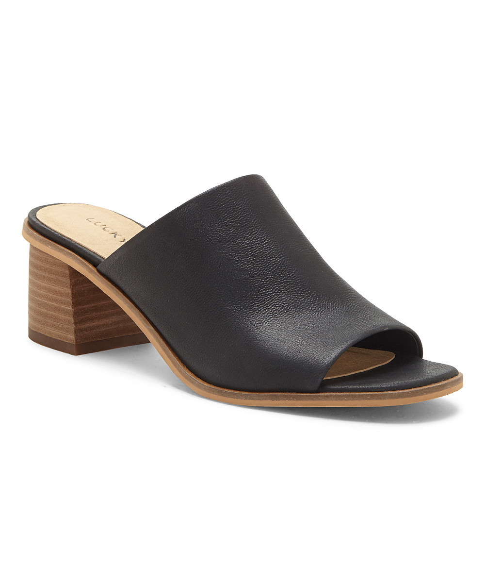 Lucky Brand Women's Mules BLACK - Black Block-Heel Lutena Suede Sandal - Women | Zulily