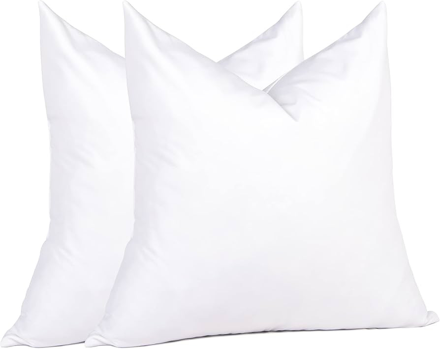 Euro Pillow Inserts 26 x 26 (Pack of 2, White), Down Feather Pillow Stuffer, Premium White Pillows for Bed, Couch, and Cushion | Amazon (US)