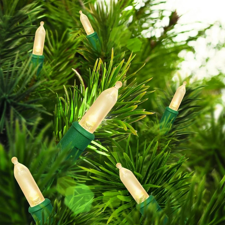 Indoor/Outdoor 100-Count LED Mini Christmas String Lights, Warm White, 19.5', by Holiday Time | Walmart (US)
