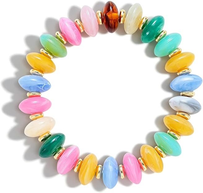 Bead Bracelet for Women Vibrant Color Resin Beads Bracelets Elastic Stretch Chunky Bracelet Boho ... | Amazon (US)