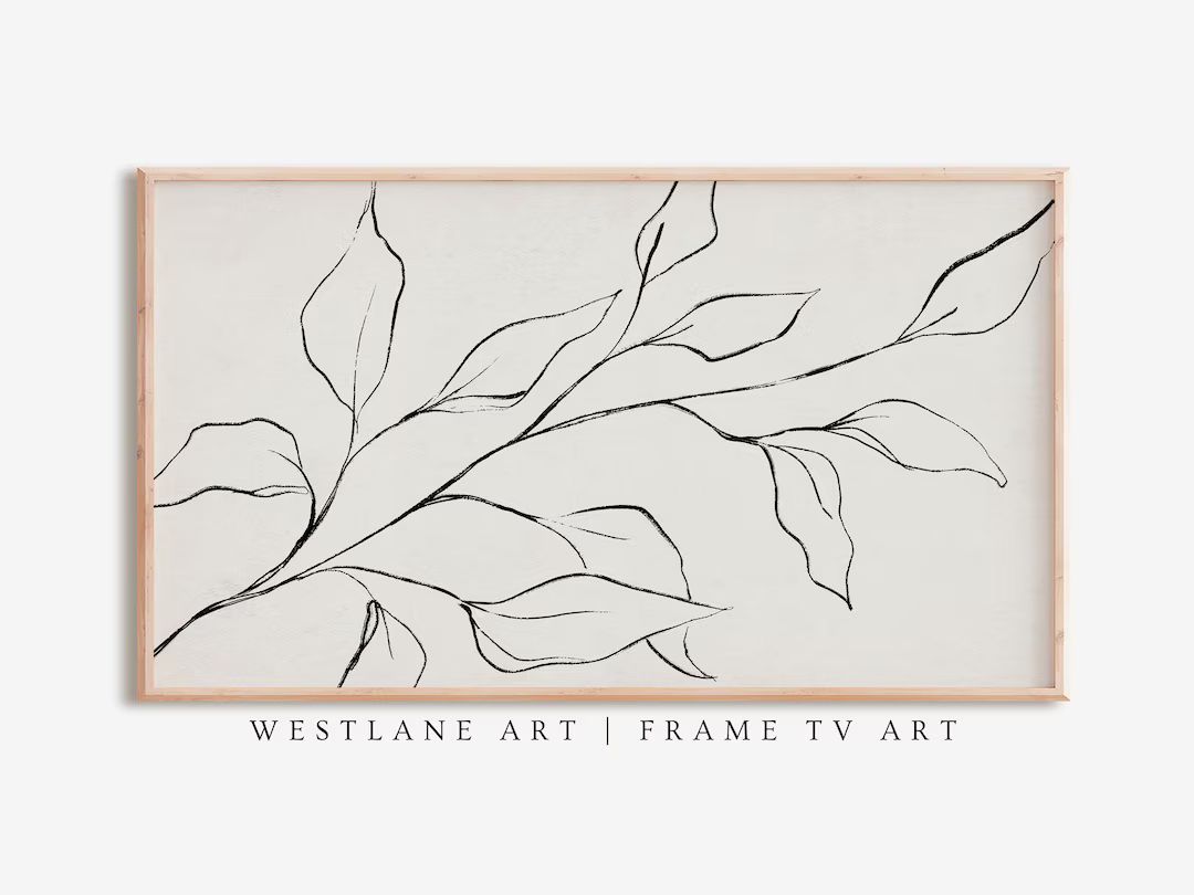 Frame TV Art Simple Neutral Botanical Drawing Line Art | Samsung TV Art Digital Download Printabl... | Etsy (US)