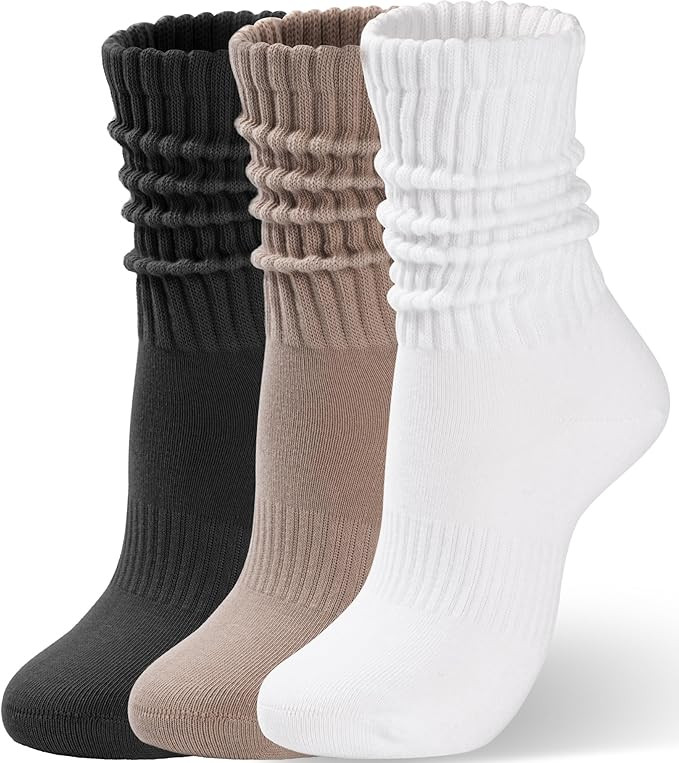 HONGTEYA Women’s Scrunch Slouch Crew Socks - Cozy Cotton Mid Calf Slouchy Socks for Boots, Gym ... | Amazon (US)