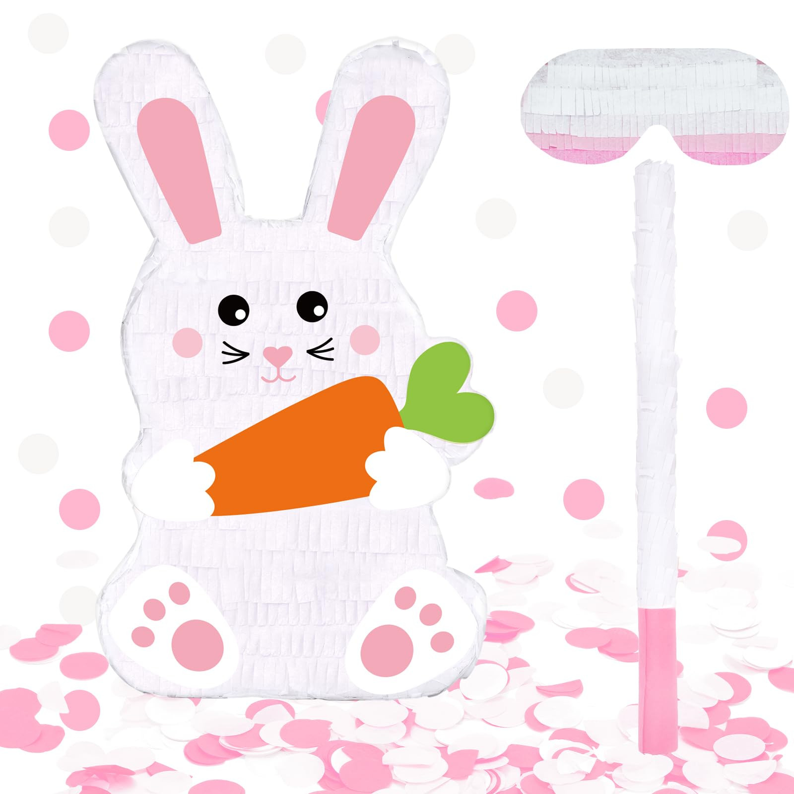 Whaline Bunny Pinata Set with Stick Blindfold Confetti Bunny Rabbit Carrot Pinata for Spring Birt... | Amazon (US)