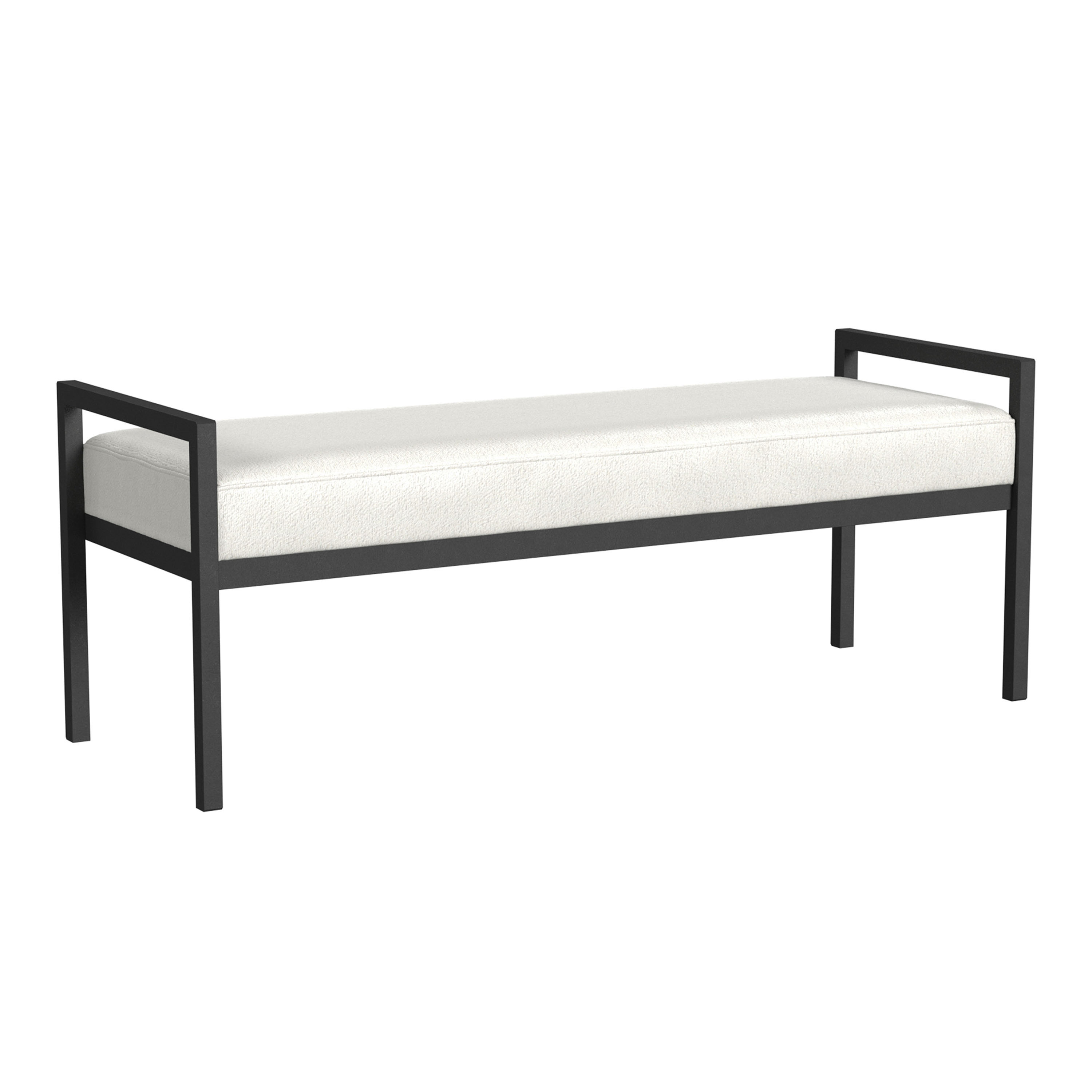Eugene Black Metal Modern Industrial Upholstered Bench | World Market
