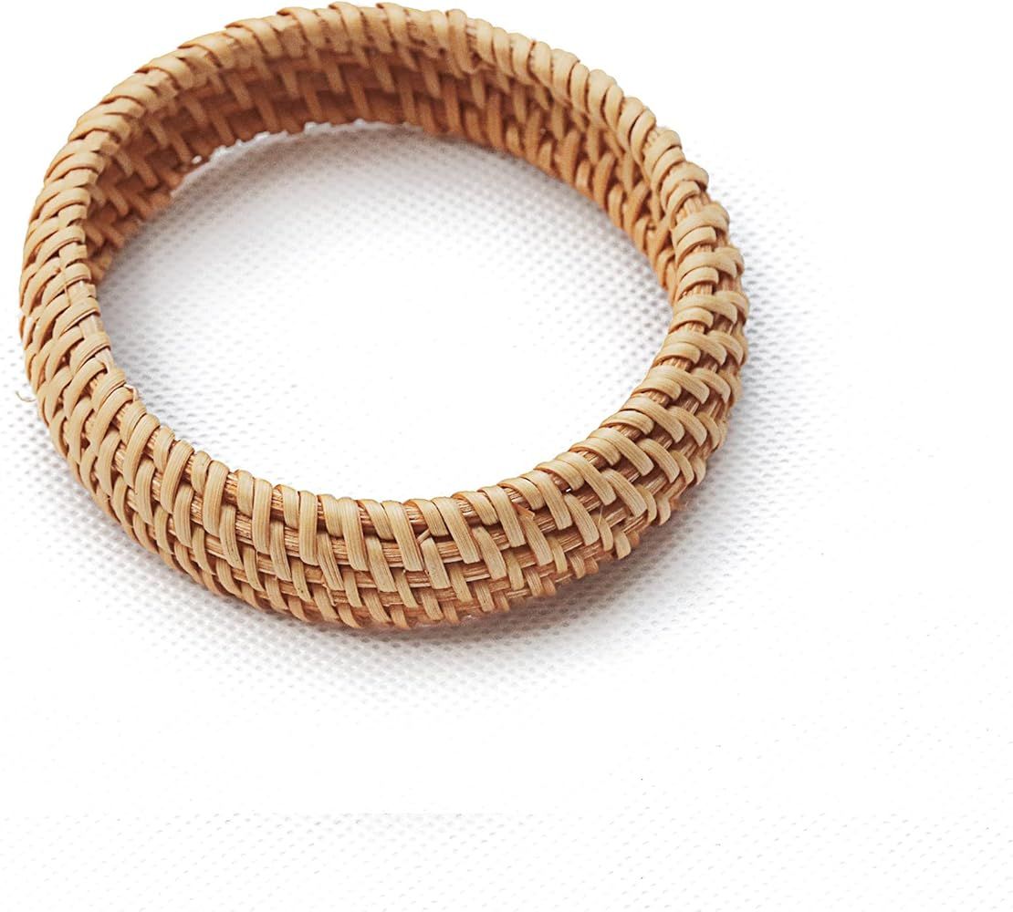 Rattan Bracelet Handmade Lightweight Straw Wicker Braid Woven Bangle Bracelet Ethnic Natural Ratt... | Amazon (US)