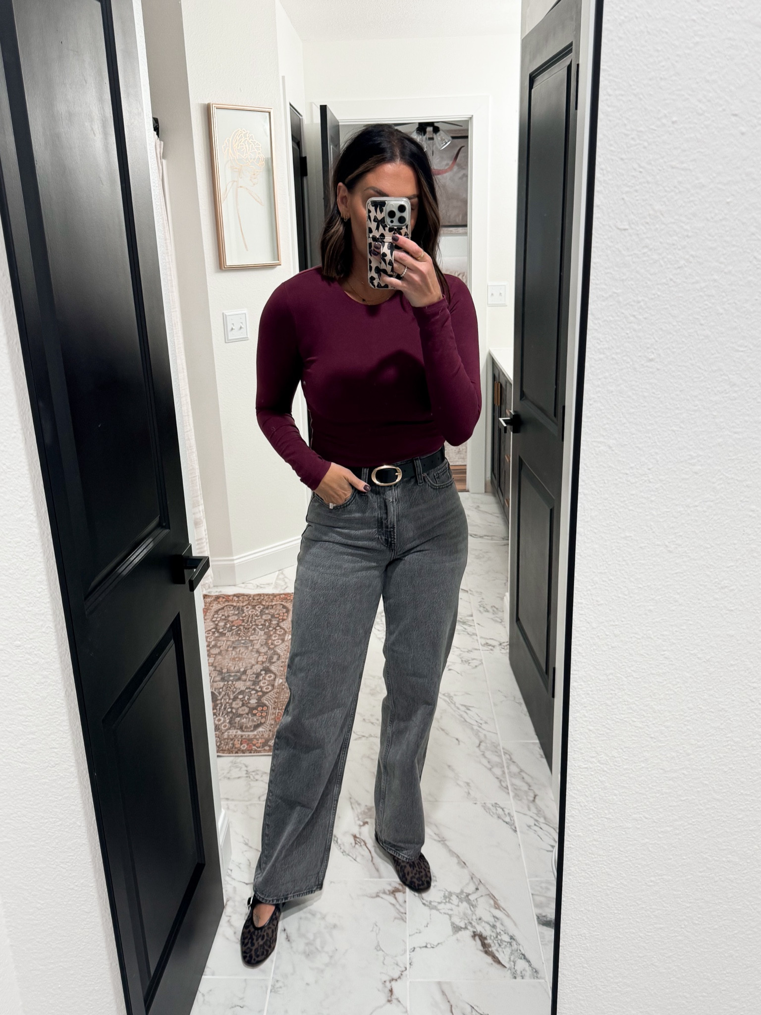 Top-medium
Jeans-27L 
Belt-small (needed medium)
Leopard Ballet Flats-tts 8

#LTKFindsUnder50 #LTKStyleTip #LTKFallSale