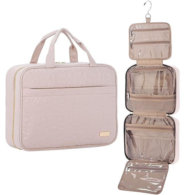 NISHEL Large Hanging Travel Toiletry Bag, Portable Makeup Organizer, Cosmetic Holder for Brushes ... | Amazon (US)