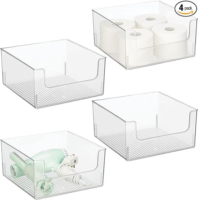 mDesign Modern Wide Plastic Open Front Dip Storage Organizer Bin Basket for Bathroom Organization... | Amazon (US)