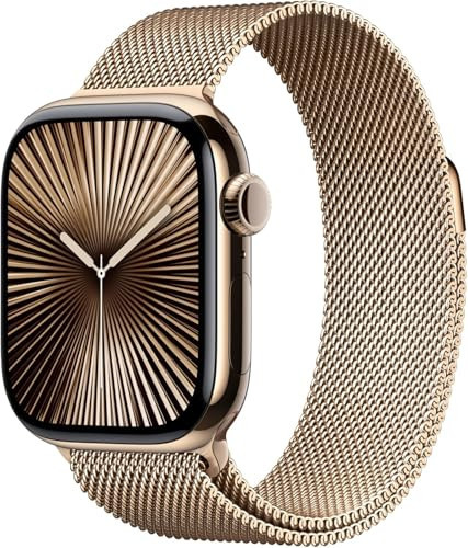 Apple Watch Series 10 [GPS + Cellular, 46mm] - Gold Titanium Case with Gold Milanese Loop, M/L, M/L (Renewed) | Amazon (US)