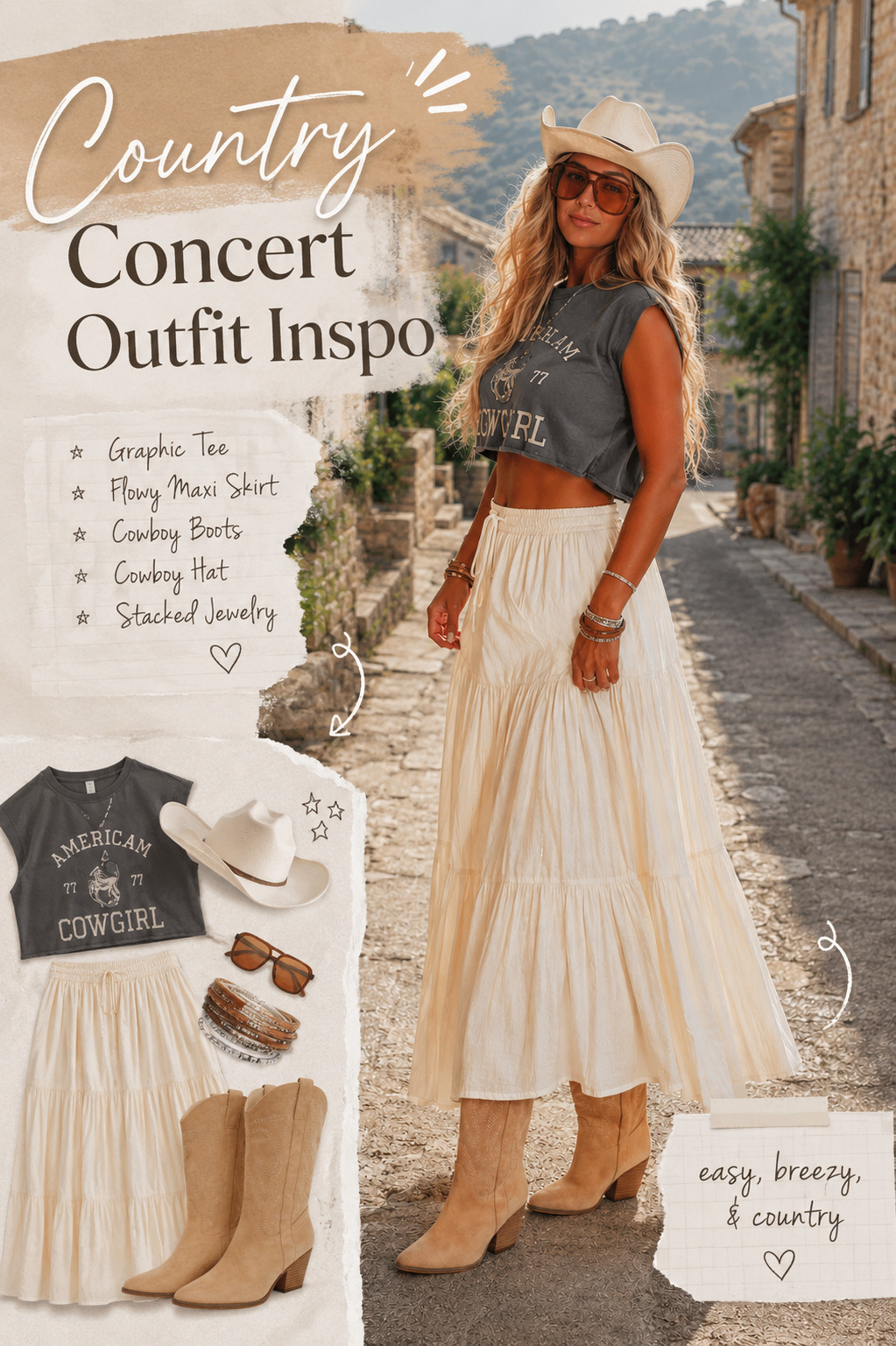 Country Concert Outfit Inspo 🌾🤠 | Western Chic Maxi Skirt Outfit for Women Over 40


Looking for the perfect country concert outfit? This western-inspired look combines a vintage graphic tee, flowy white maxi skirt, cowboy boots, and a classic cowboy hat for the ultimate boho cowgirl vibe. Whether you're heading to a country music festival, outdoor concert, rodeo, or Nashville getaway, this outfit is effortlessly stylish, comfortable, and on trend. Save this pin for your next country concert, summer festival, or western fashion inspiration.


#CountryConcertOutfit #WesternFashion #CowgirlStyle #CountryConcertStyle #BohoCowgirl #MaxiSkirtOutfit #CowboyBootsStyle #FestivalFashion #NashvilleStyle #CountryGirlFashion #SummerConcertOutfit #Over40Fashion #AmazonFashion #WesternOutfitInspo #ConcertFashion