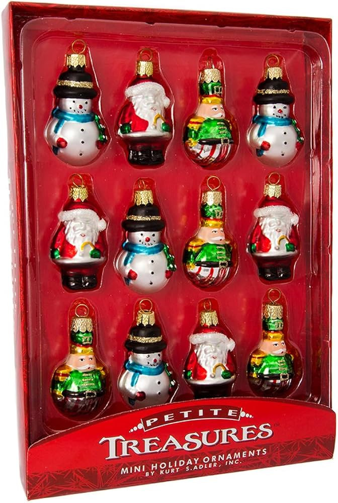 Kurt Adler 12 Piece Petite Treasures Glass Ornament Set for Christmas | Amazon (US)