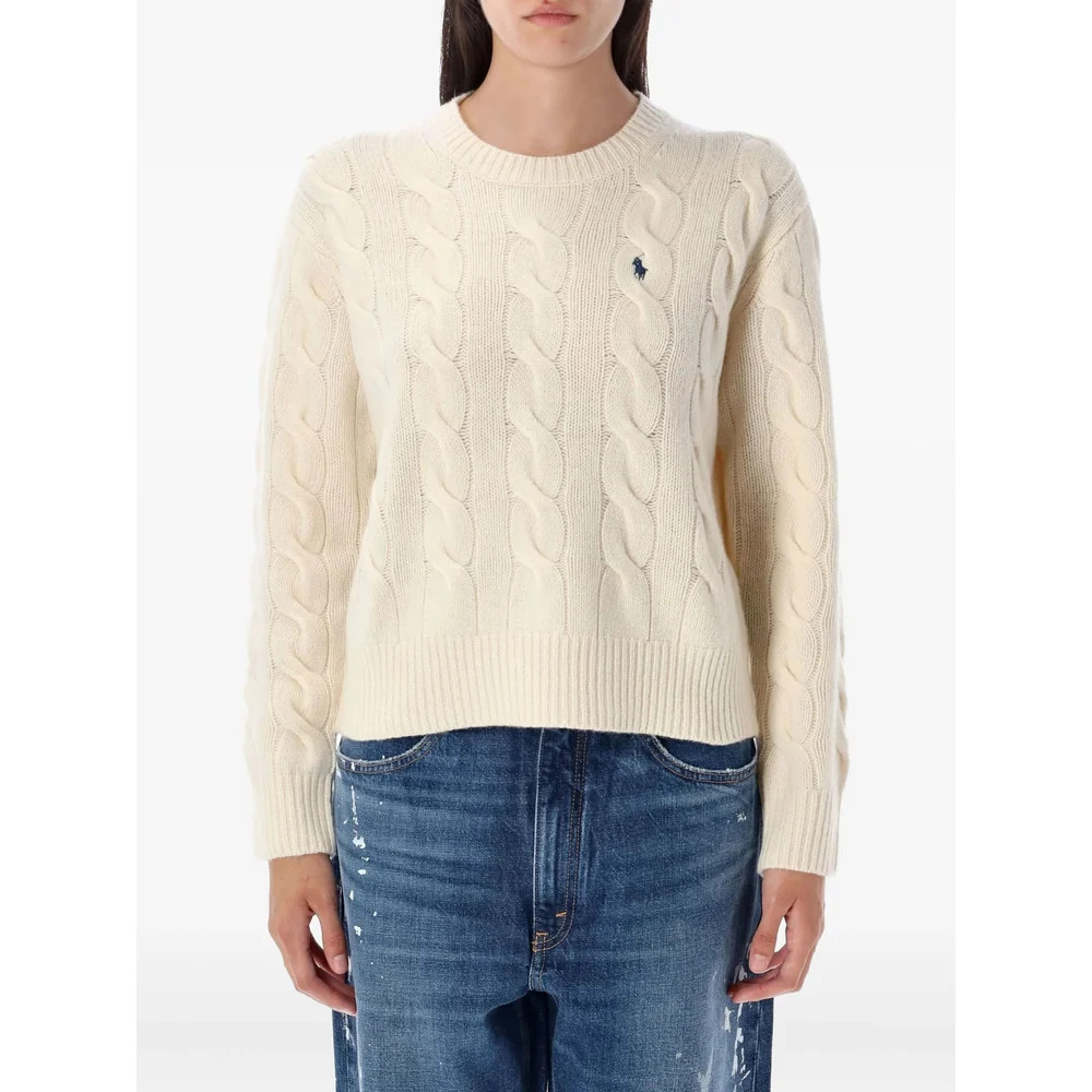 Ralph Lauren Cable-Knit Cashmere-Wool Sweater — White | Italist Inc.