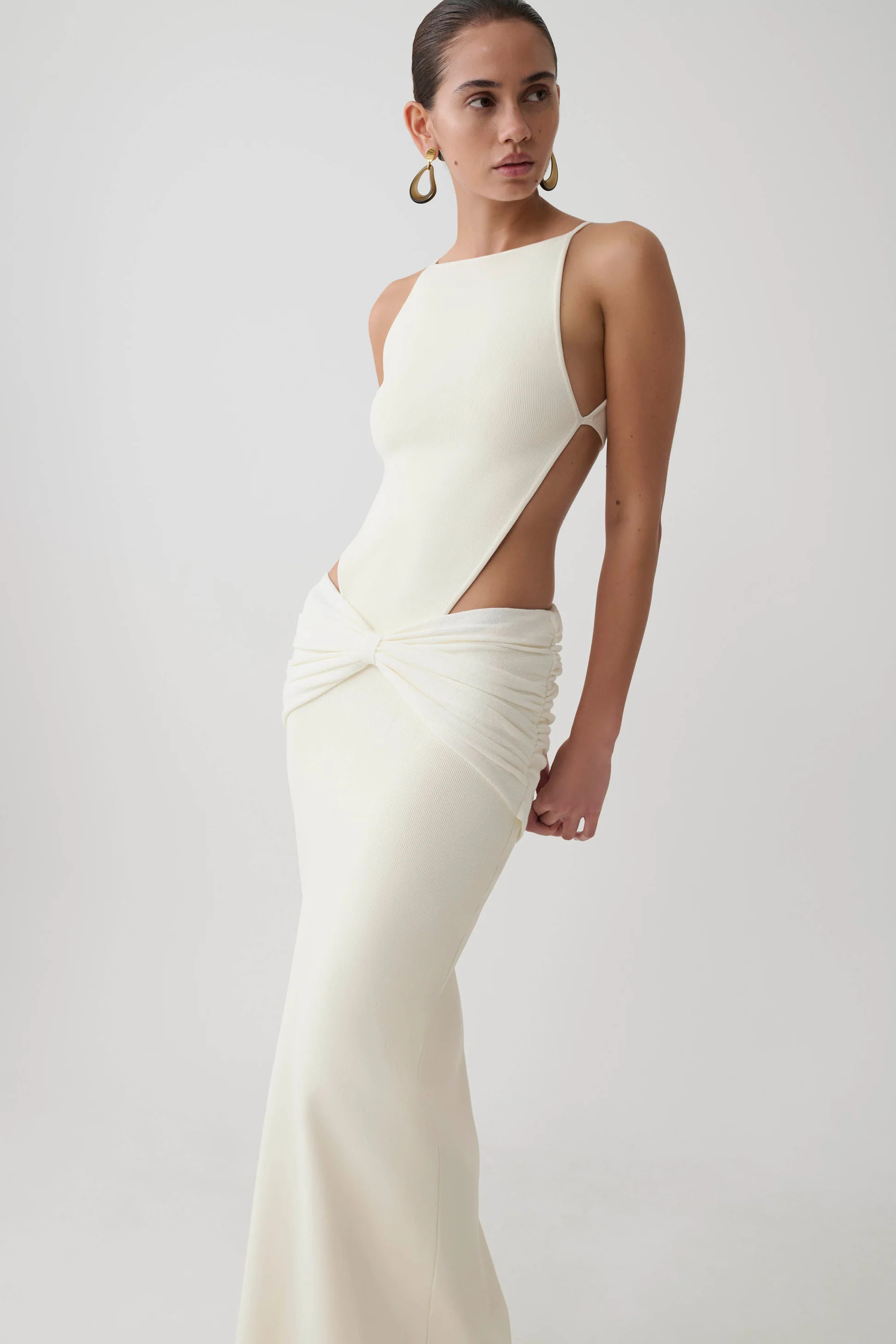 Nathaelie Sleeveless Maxi Dress - White | MESHKI US