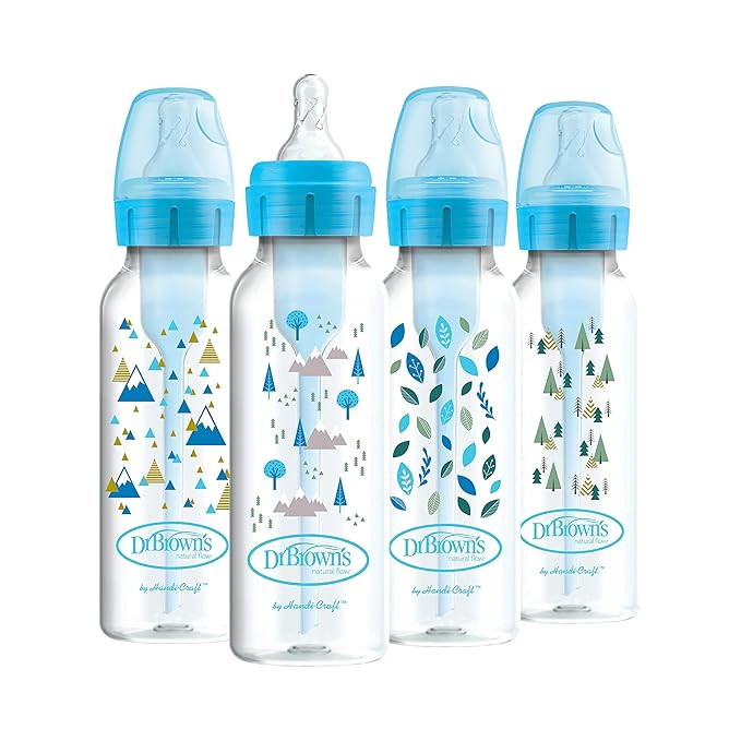 Dr. Brown’s Anti-Colic Options+ Baby Bottles, Narrow, Blue Nature Designs, 8oz, 4 Pack | Amazon (US)