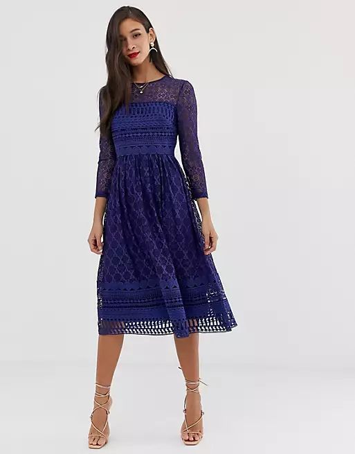 ASOS DESIGN Premium lace midi skater dress | ASOS (Global)