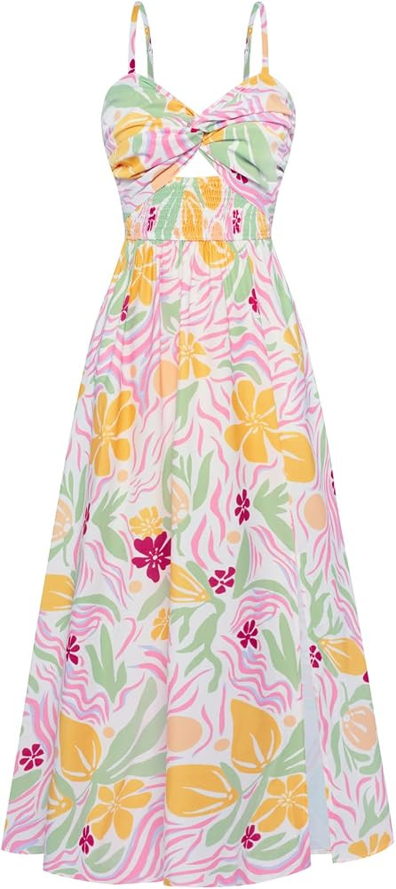 GRACE KARIN 2025 Women's Summer Spaghetti Strap Maxi Dress Smocked Floral Dress Sleeveless Boho B... | Amazon (US)