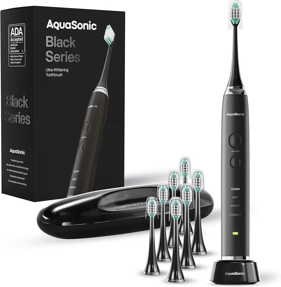 Aquasonic Black Series Ultra Whitening Toothbrush – ADA Accepted Electric Toothbrush- 8 Brush H... | Amazon (US)