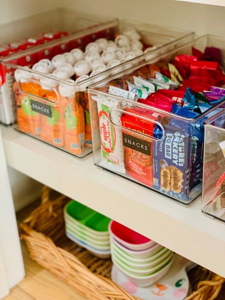 These acrylic snack bins are perfect for the kiddos snacks, so everything stays visible and tidy!

#LTKhome #LTKkids #LTKfamily