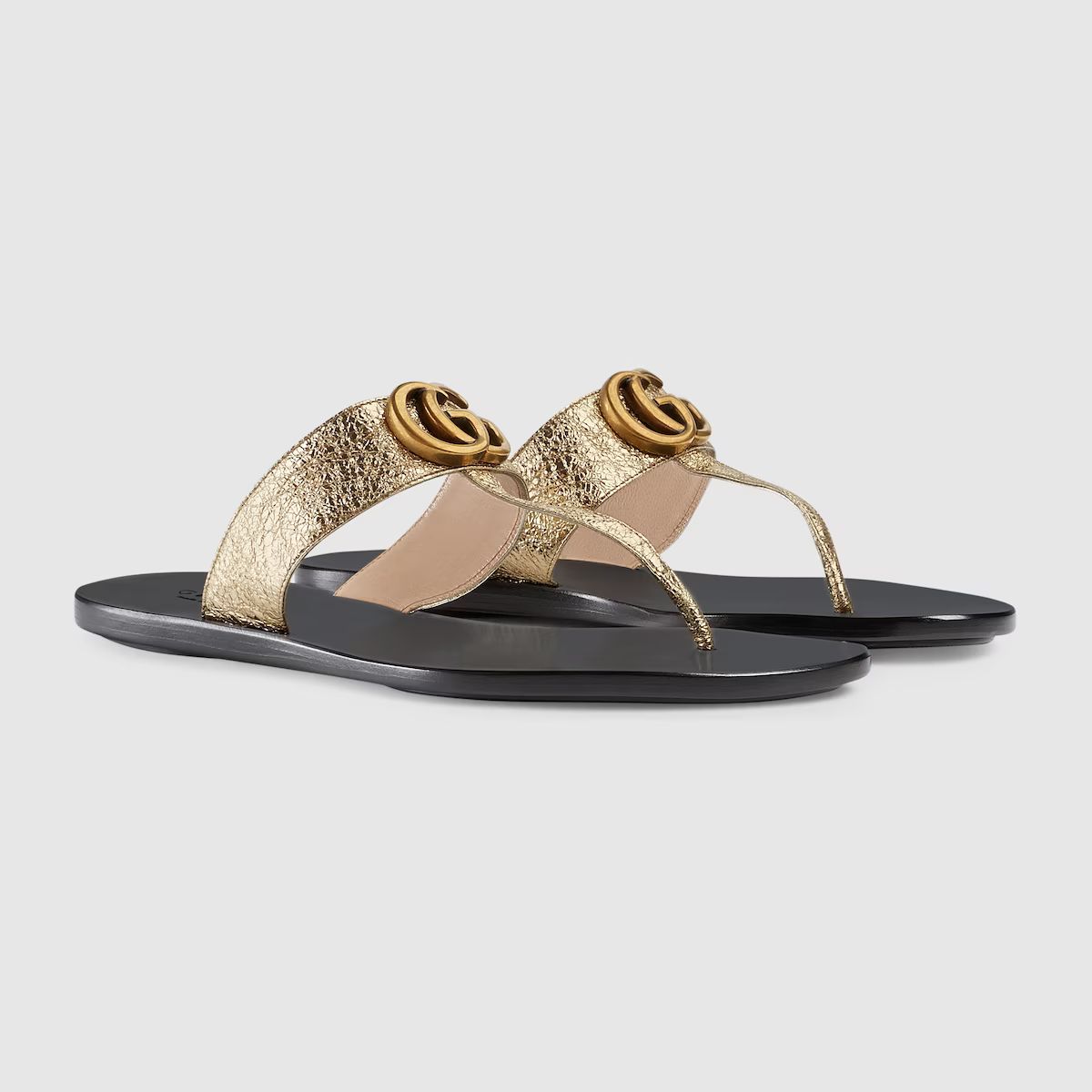 Leather thong sandal with Double G | Gucci (US)