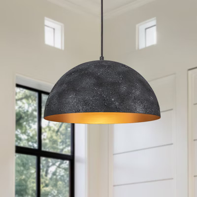 LLHZSY 1-Light Industrial Antique Black Dome Pendant Ceiling Light Fixture For Kitchen Island Dining Room- 15 7/10" W x 8 1/2" H | Target