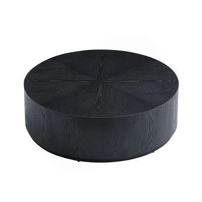 35.43 Inch Modern Round Coffee Table MDF Coffee Table For Living Room,Drum Center Table For Apartment,No Need Assembly,Black | Wayfair North America