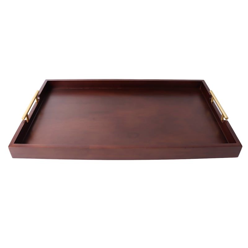 24X14 Wooden Tray Metal Handle | At Home