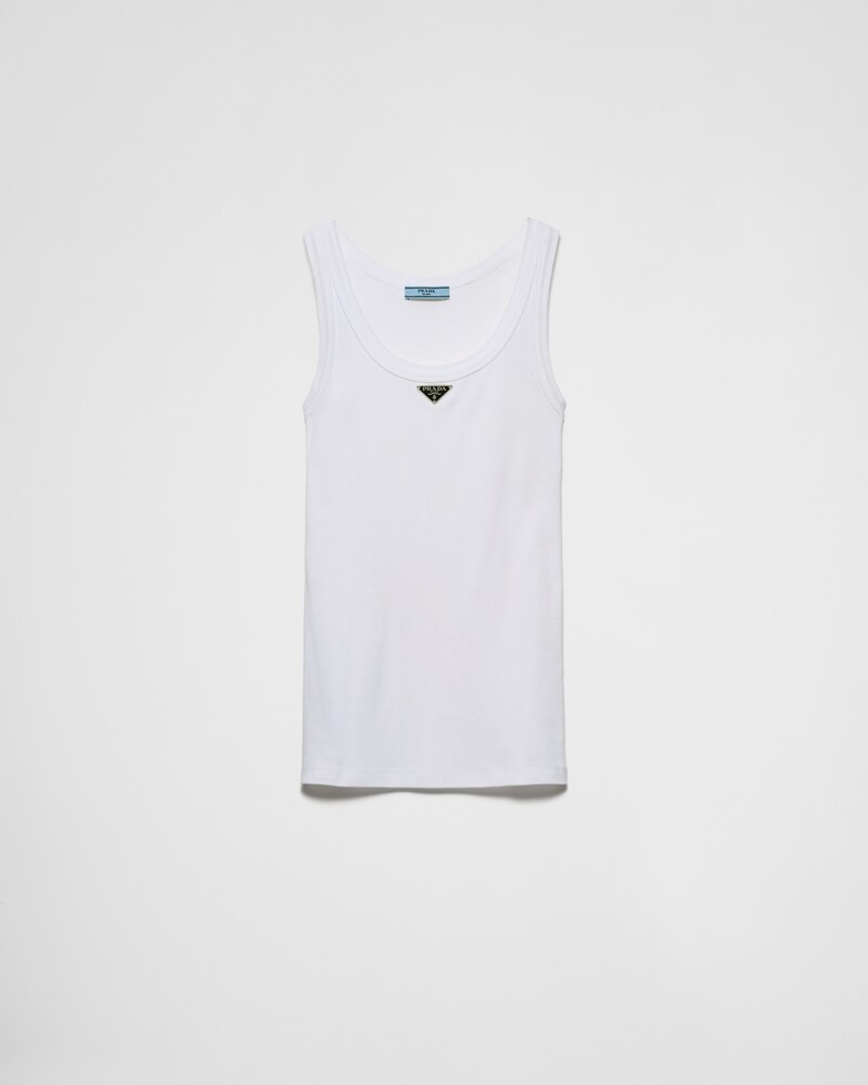 Ribbed knit jersey tank top | Prada Spa US