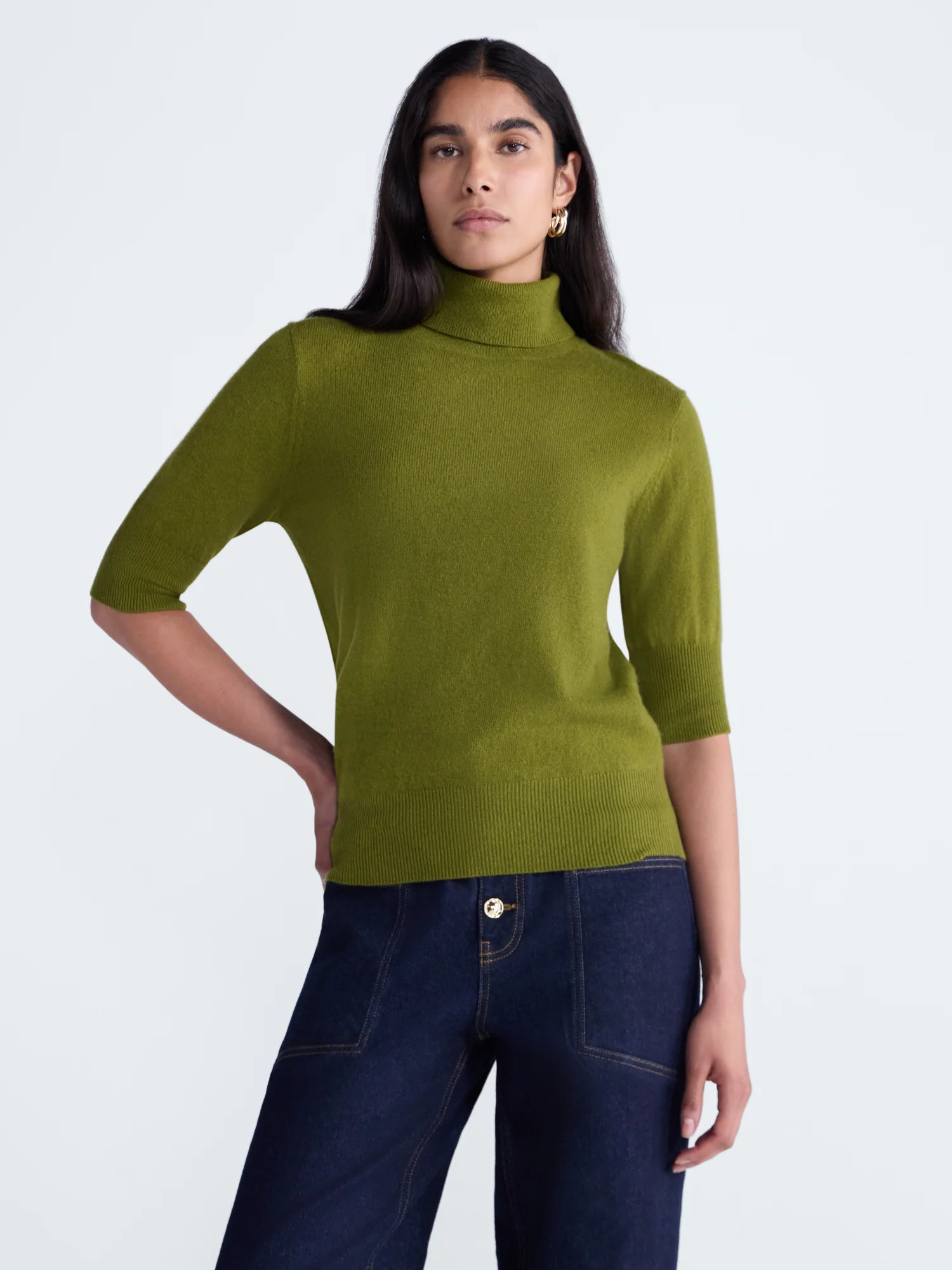 Scoop Women's and Women's Plus Short Sleeve Cashmere Turtleneck, Sizes XS-4X - Walmart.com | Walmart (US)
