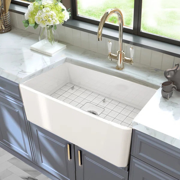 T-FCFS30 Cape 30" L x 18" W Farmhouse Kitchen Sink with Basket Strainer | Wayfair North America