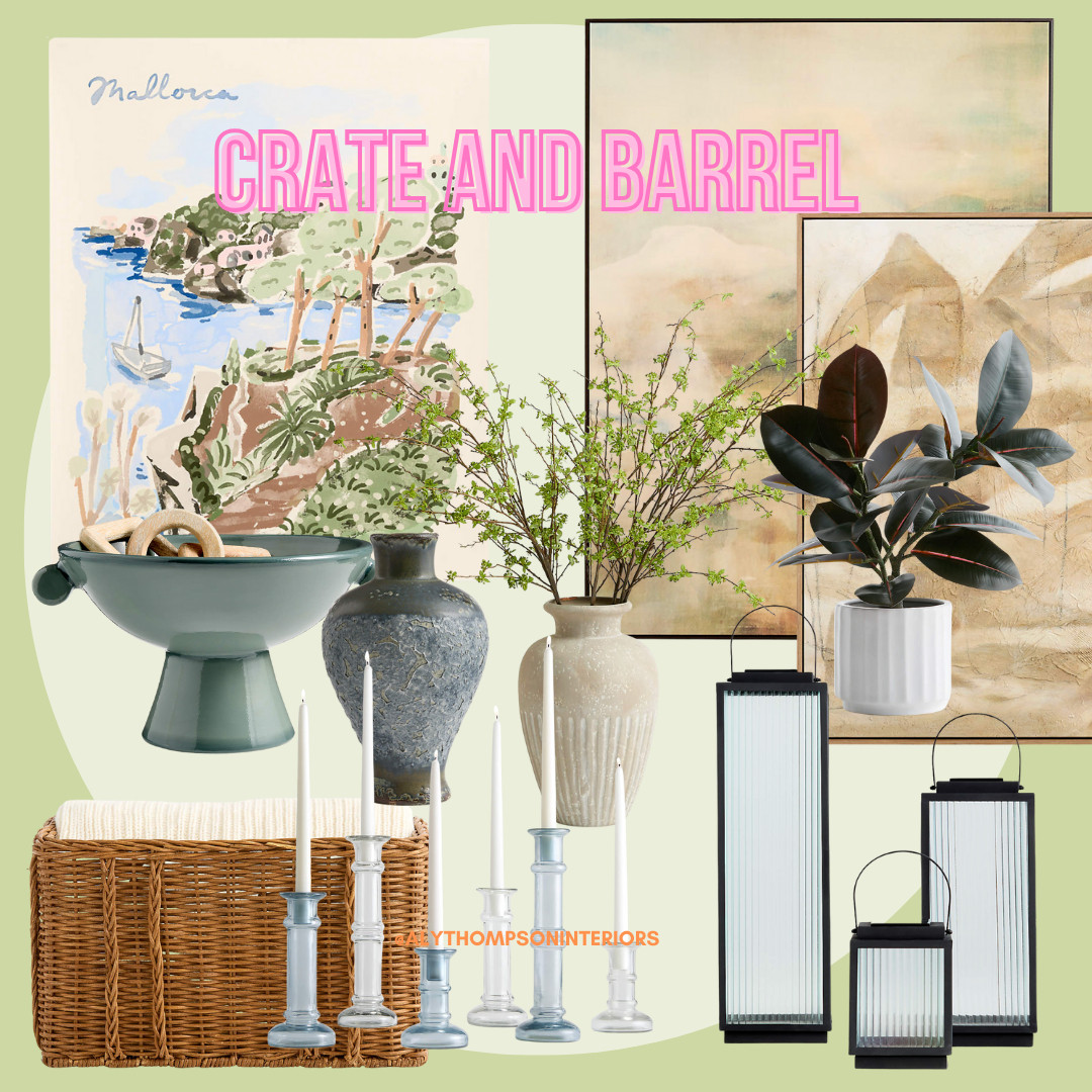 Crate and Barrel | Home Decor | Large Wall Art | Decorative Bowls | Decorative Vases | Lanterns | Wicker Baskets | Glass Candlesticks | Watercolor Prints | Faux Plants | Spring Faux Stems 

 #LTKHome #LTKSaleAlert #LTKFindsUnder100