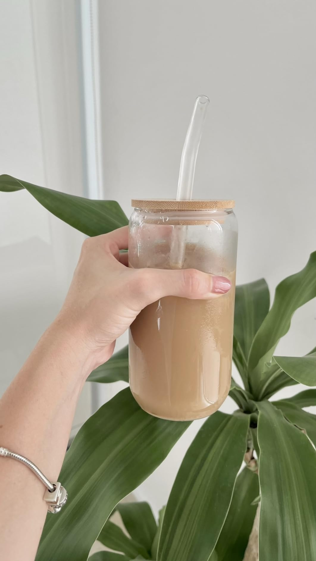 Drinking Glasses with Bamboo Lids and Glass Straw 4pcs Set - 16oz Can Shaped Cups, Beer Glasses, ... | Amazon (US)