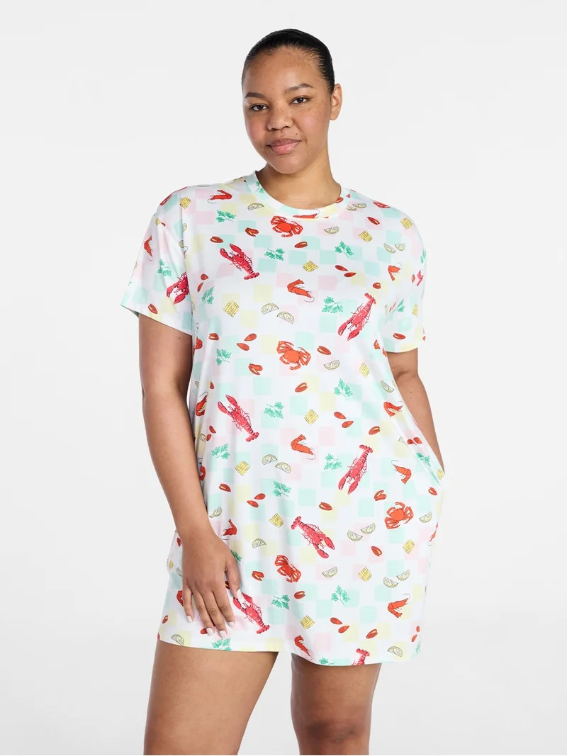 Joyspun Women's Dreamy Soft Collection Short Sleeve Sleepshirt, Sizes S/M-2X/3X | Walmart (US)